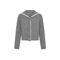 Women's new fashion patchwork lace Bow tie buckle knitted cardigan