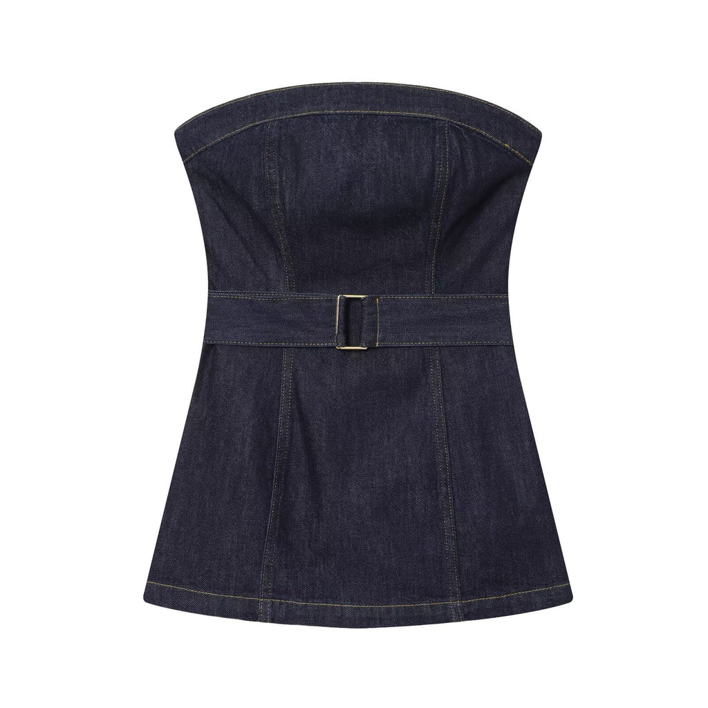 Women's new fashion loose high waisted wide leg jeans+Cowboy top