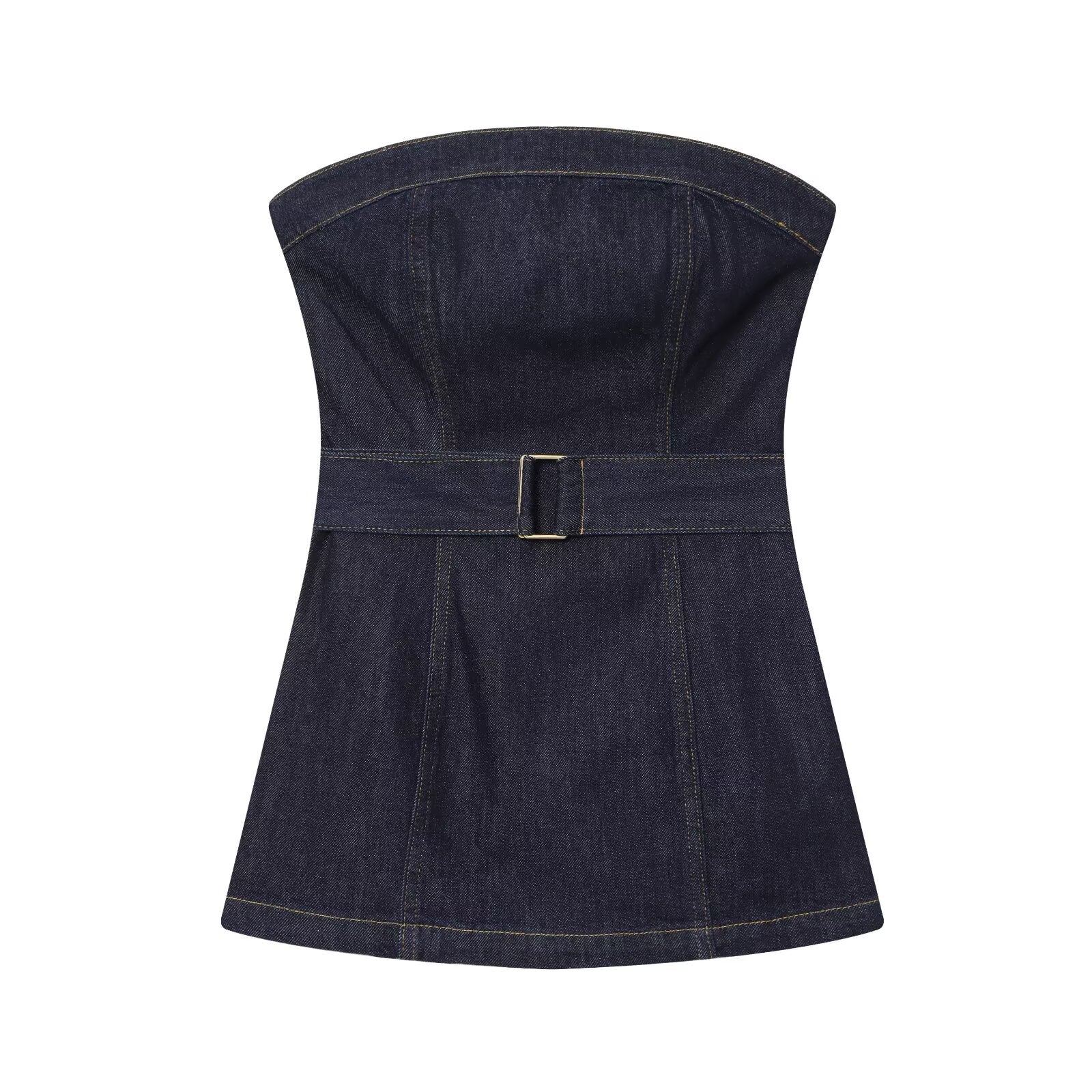 Women's new fashion loose high waisted wide leg jeans+Cowboy top