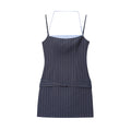 Women's new fashion contrasting striped patchwork mini dress