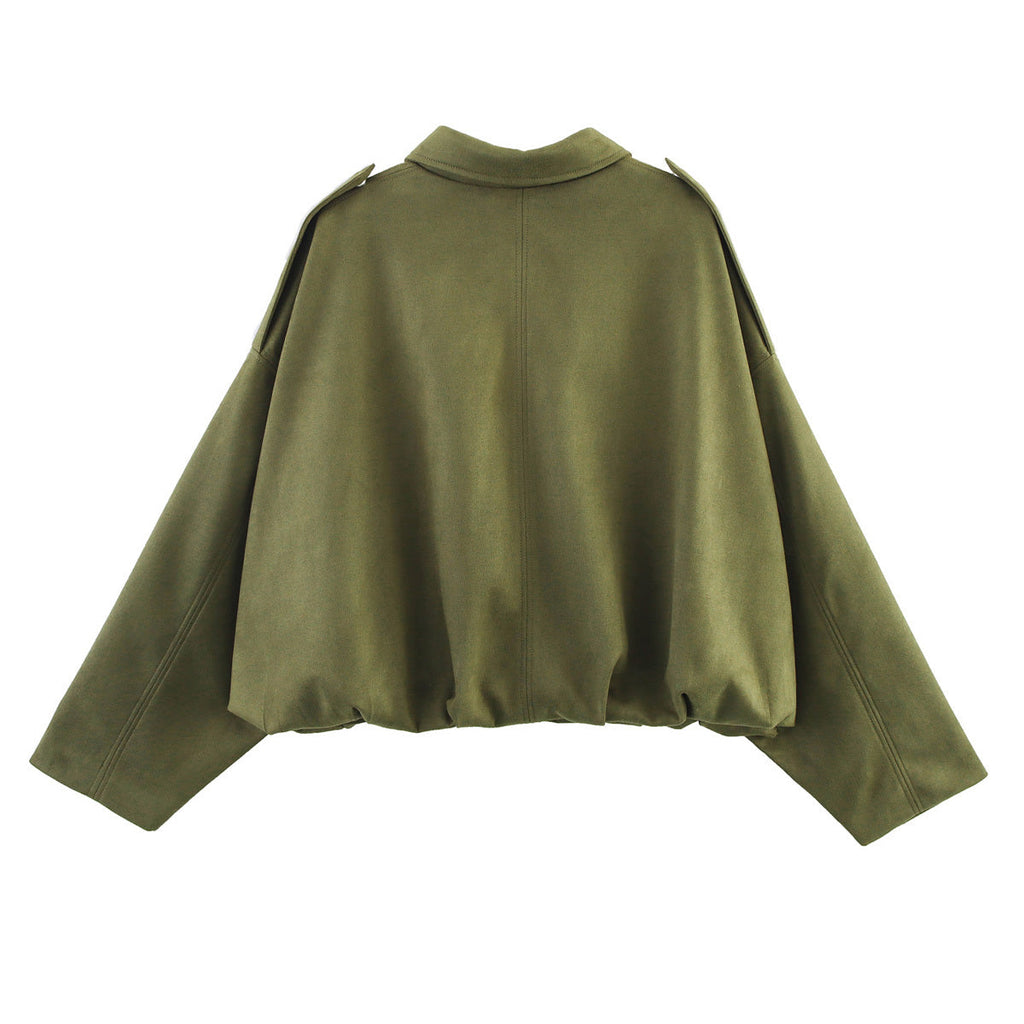 Women's casual suede texture pilot jacket Coat