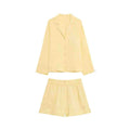 Women's new fashion casual Button-up shirt long sleeved linen blend shirt+Shorts Women's suit