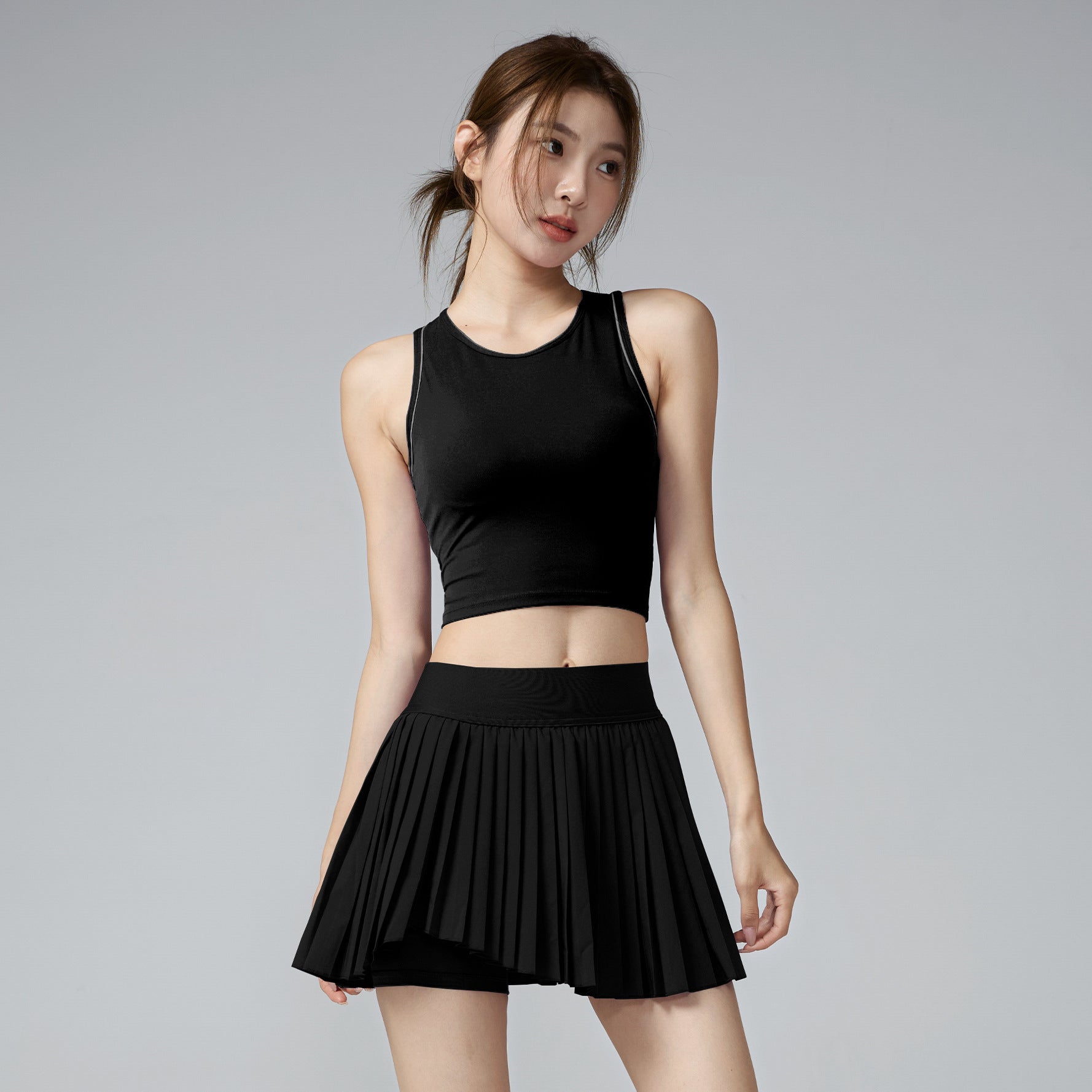 Women's new quick-drying vest pleated skirt fitness suit