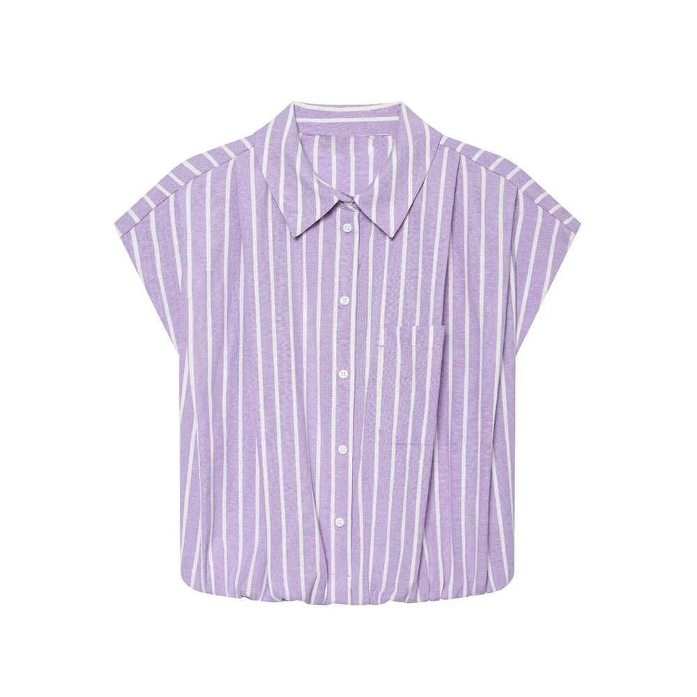 Women's striped short lapel shirt
