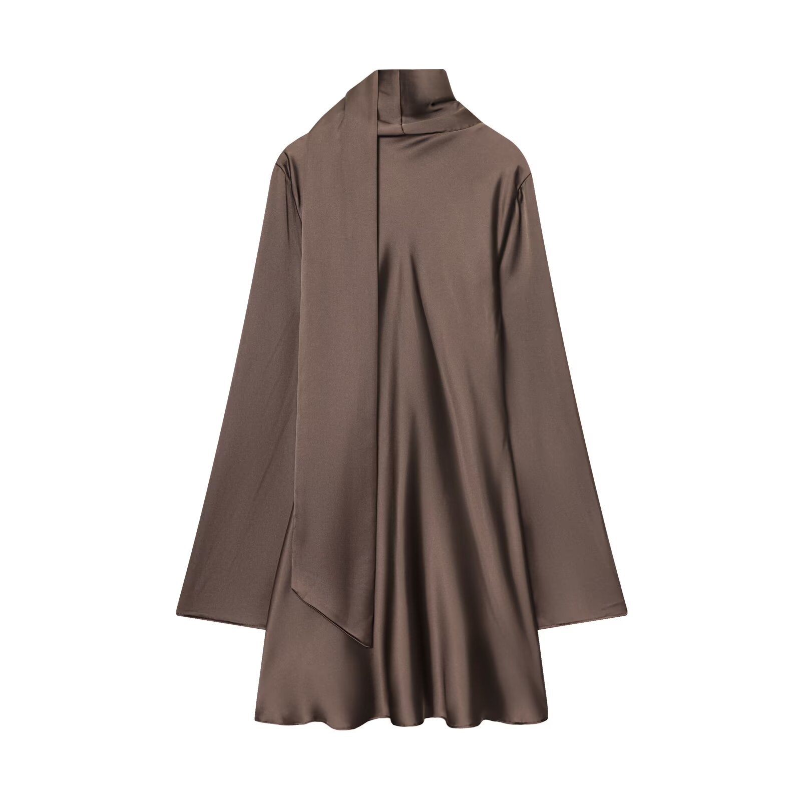 Women's new scarf decoration satin texture mini dress