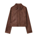 Women's new fashion suede texture short zipper jacket Coat