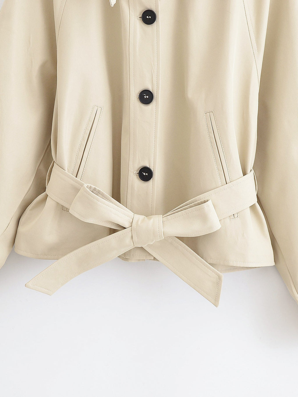 Women's New Fashion With Belt Short Single breasted Windbreaker Coat