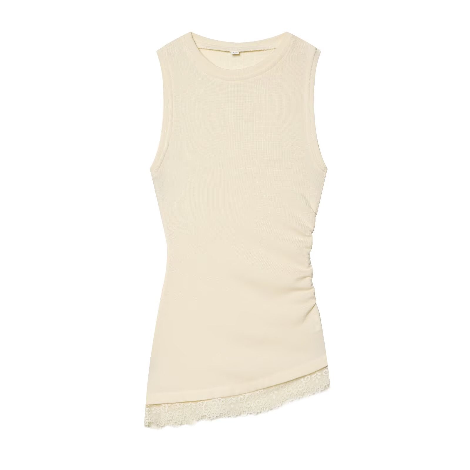 Women's pleated lace asymmetrical top