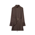 Women's With Belt Half High Neck Satin Texture Dress
