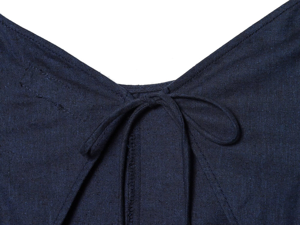 Women's backless linen blended MIDI dress