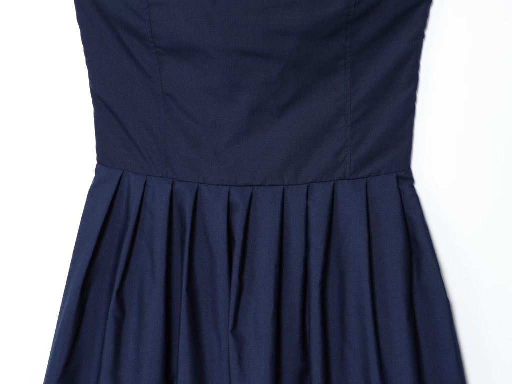 Women's new fashion poplin strapless MIDI dress