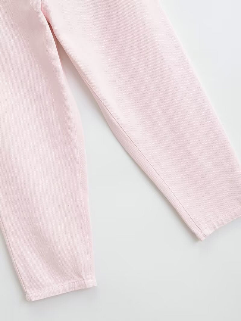 Women's casual high waisted paper bag style jeans