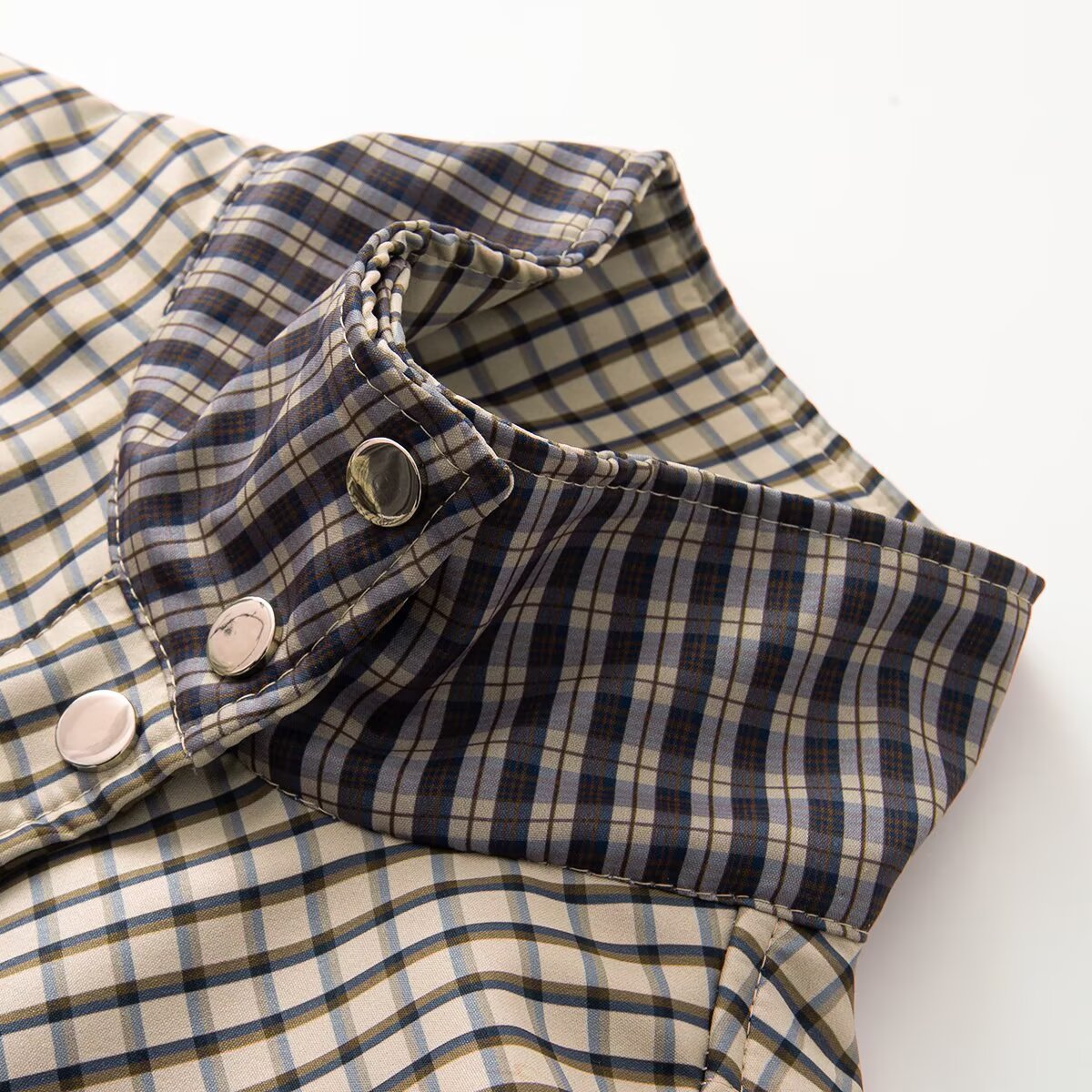 Women's casual waist cinched plaid parka Coat
