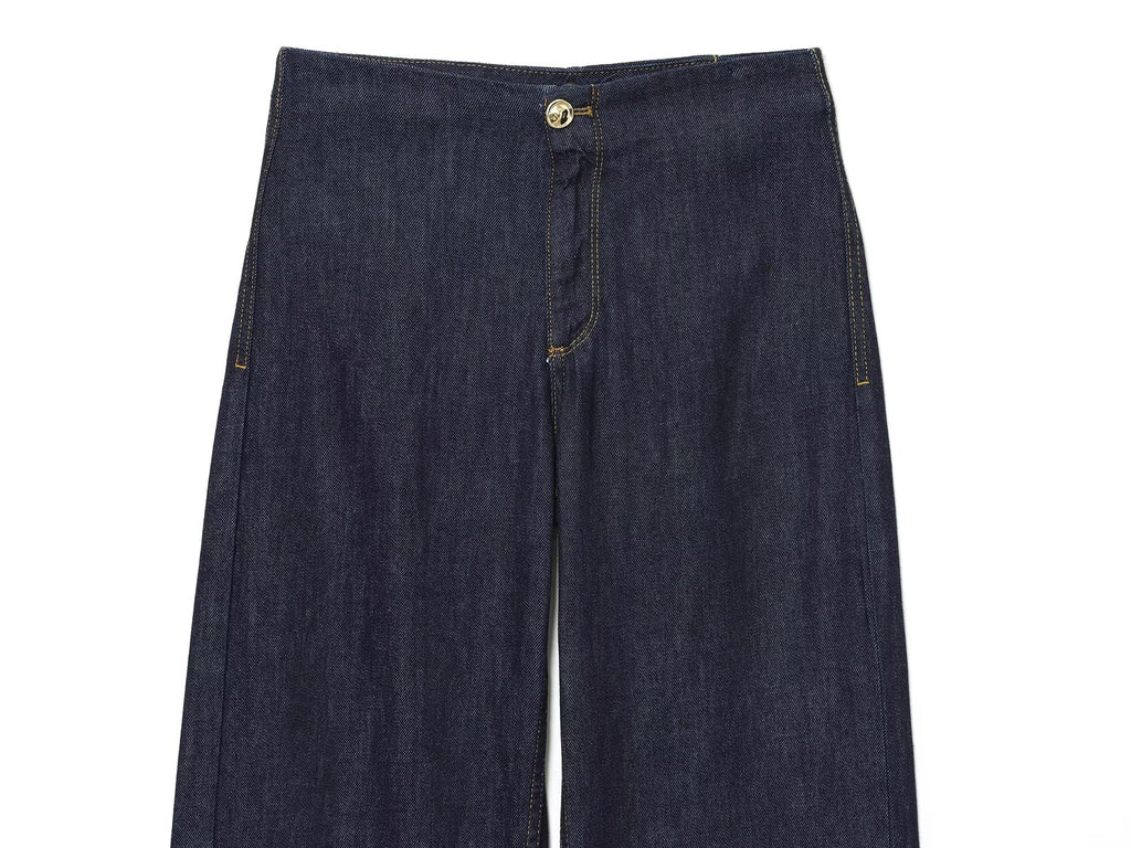 Women's new fashion loose high waisted wide leg jeans+Cowboy top