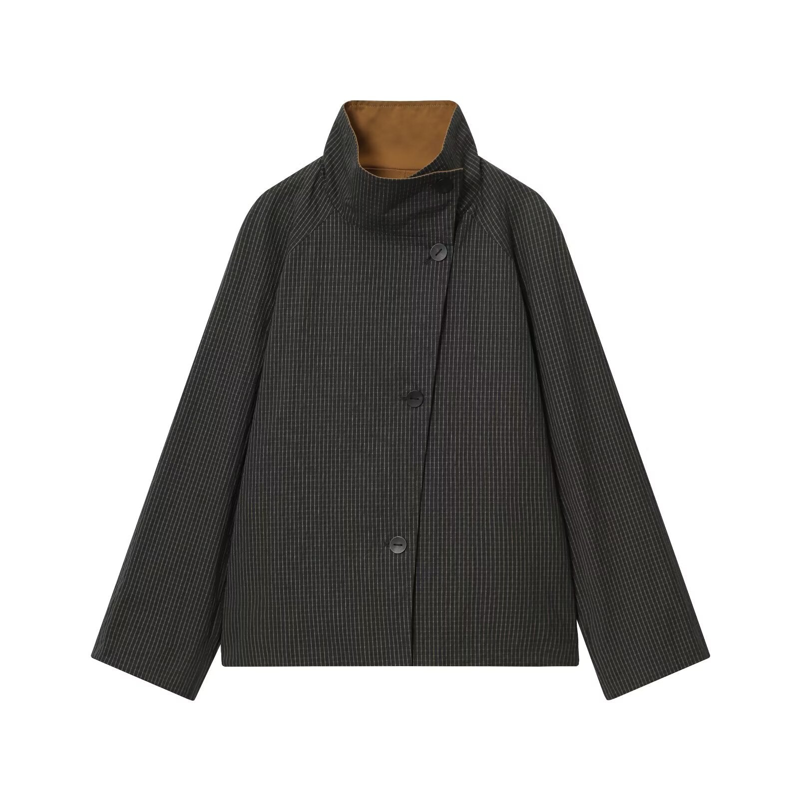 Women's short double-sided wear plaid windbreaker Coat