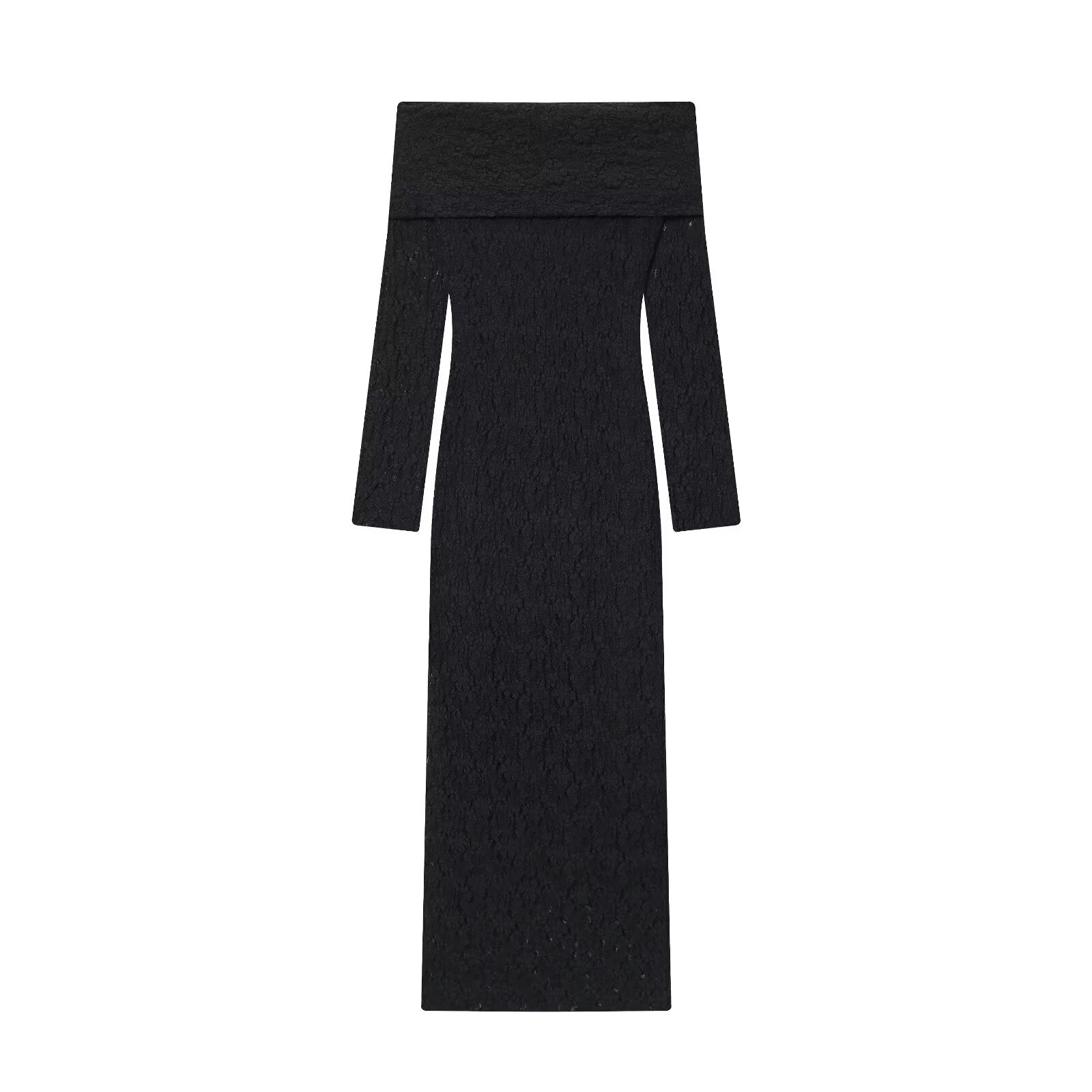 Women's new fashion black lace strapless MIDI dress