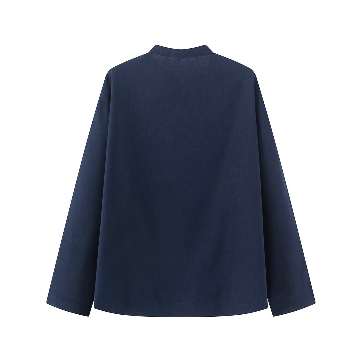 Women's rope knot buckle loose linen blended shirt