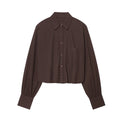 Women's balloon shaped short plaid poplin shirt