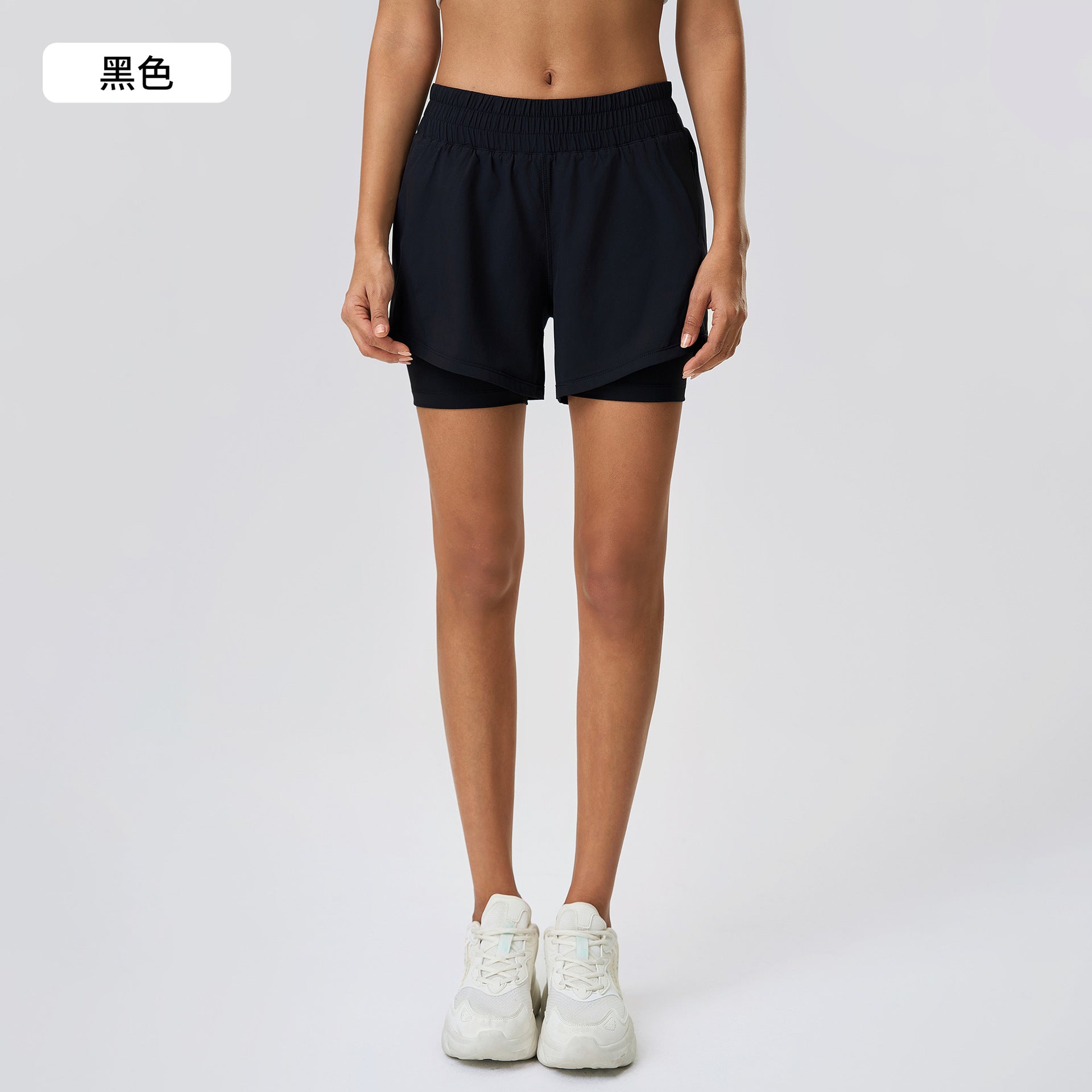Women's quick-drying breathable shorts fake two-piece anti-exposure yoga fitness hot pants