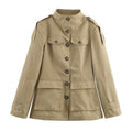 Women's new fashion casual single breasted stand collar Coat