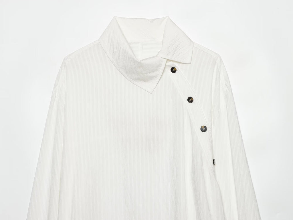 Women's casual striped cross Button-up shirt