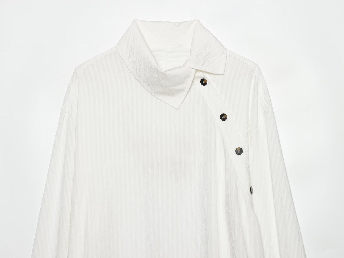 Women's casual striped cross Button-up shirt