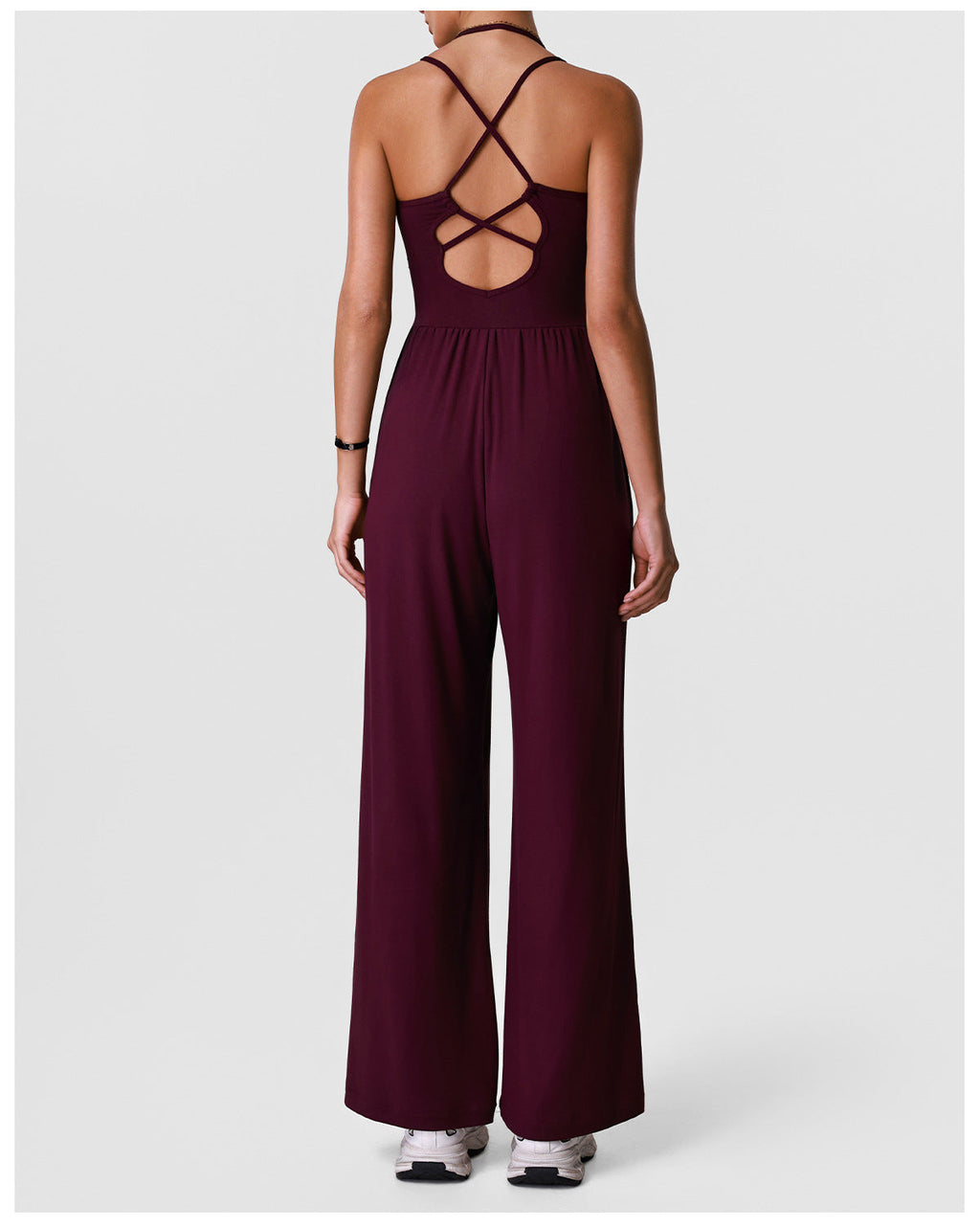 2026 women's new openwork yoga jumpsuit with chest pad and wide leg jumpsuit