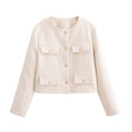 Women's New Short Coarse textile O Neck Coat
