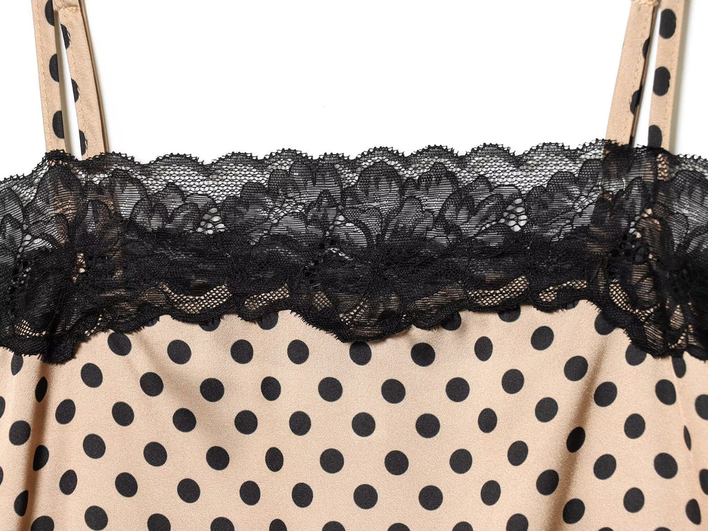Women's lace decorative polka dot suspender dress