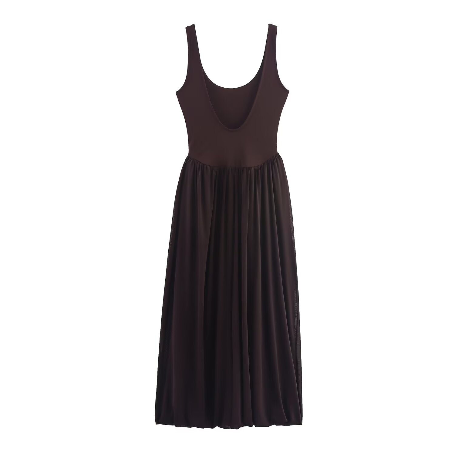 Women's New Fashion Sleeveless tulle Splicing Midi Dress