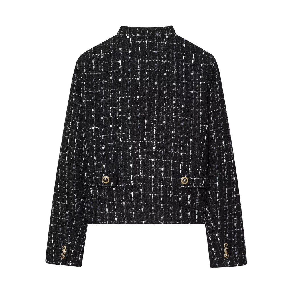 Women's standing collar metal line Blazer Coat