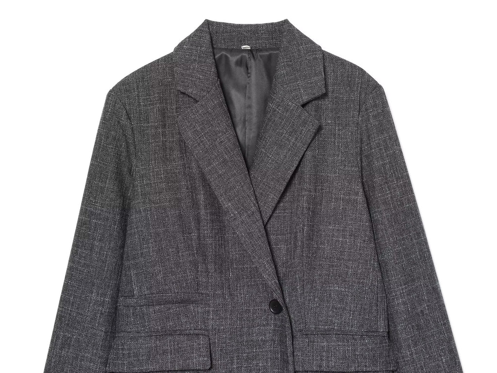 Women's loose wool blended straight cut Blazer Coat