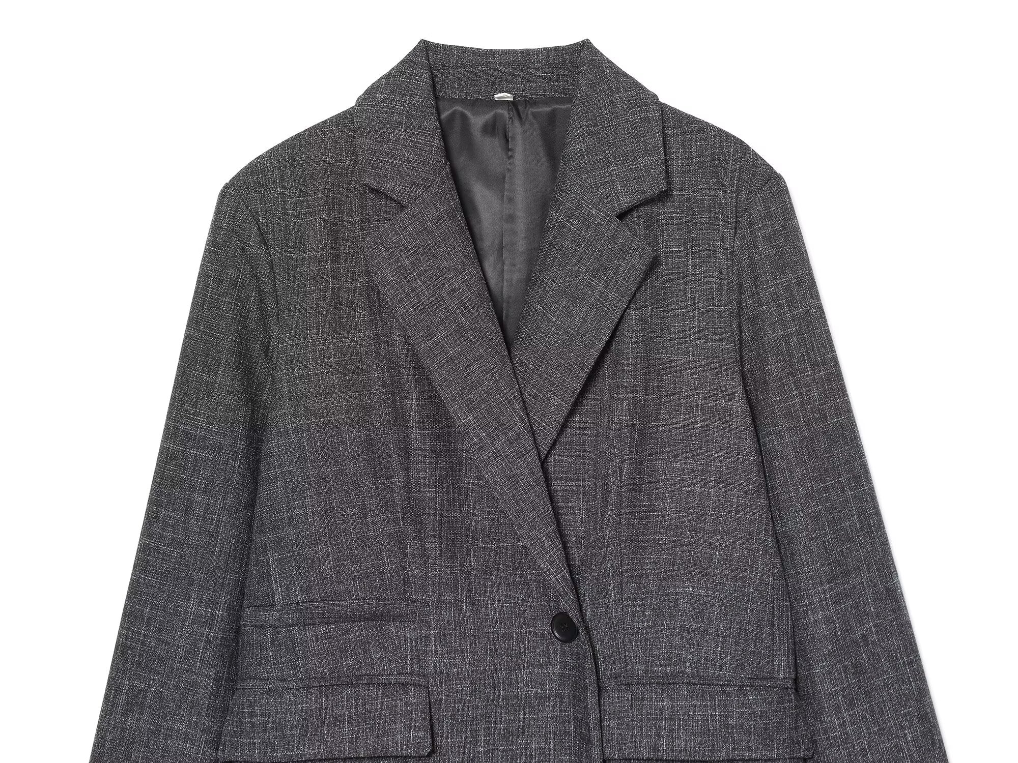 Women's loose wool blended straight cut Blazer Coat