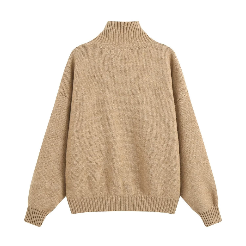 Women's casual stand collar knitted Coat