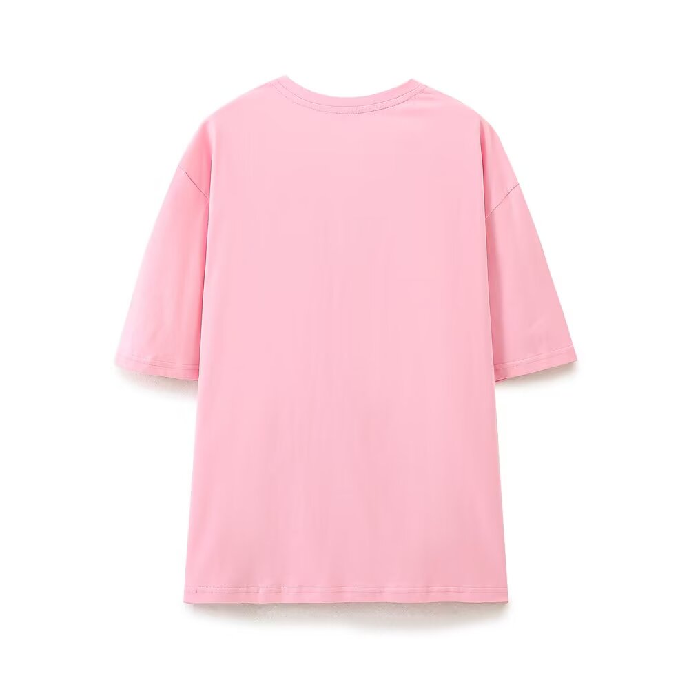 Letter printed T-shirt women's short sleeved O-neck loose T-shirt 2026 summer casual T-shirt