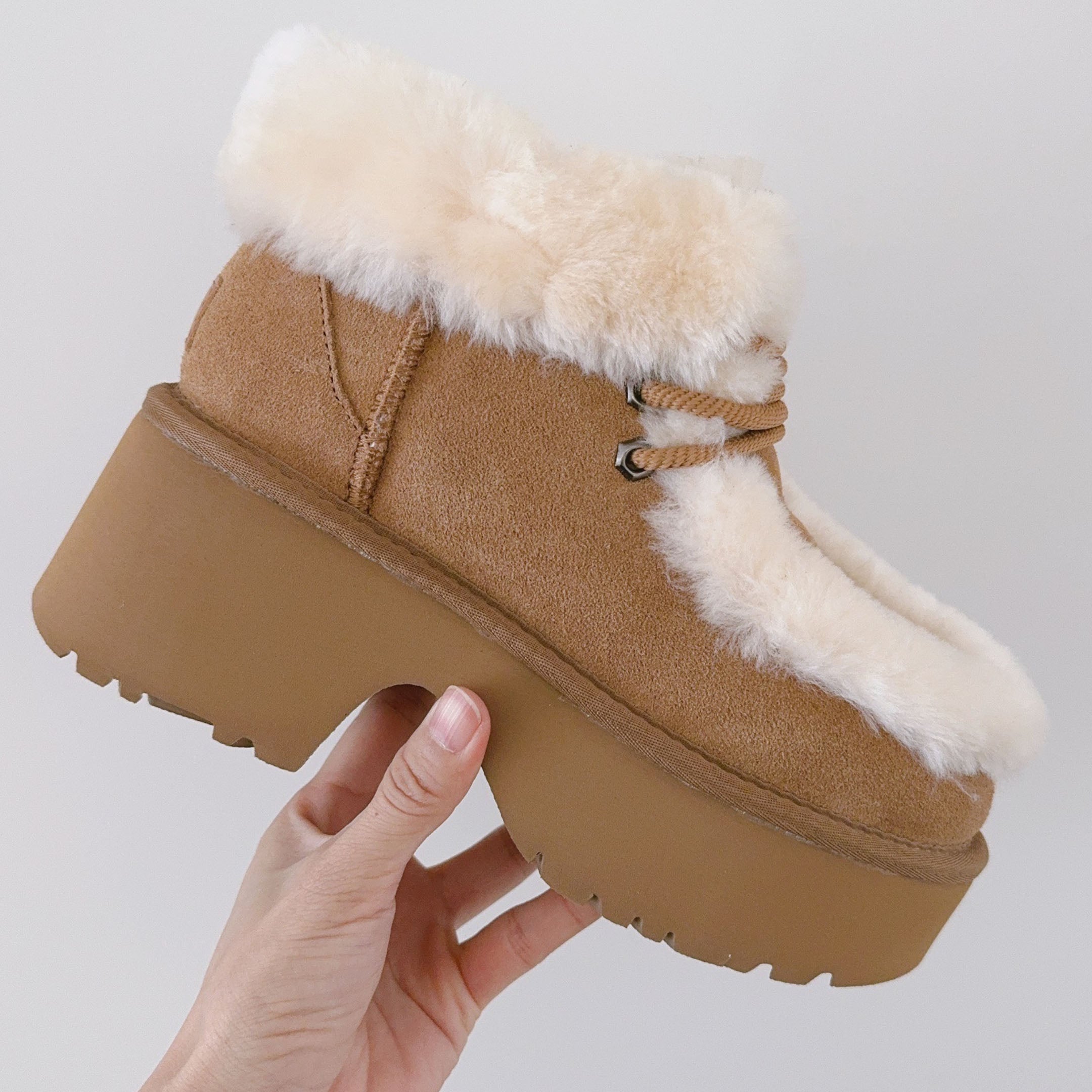 Women's new lace-up platform snow shoes