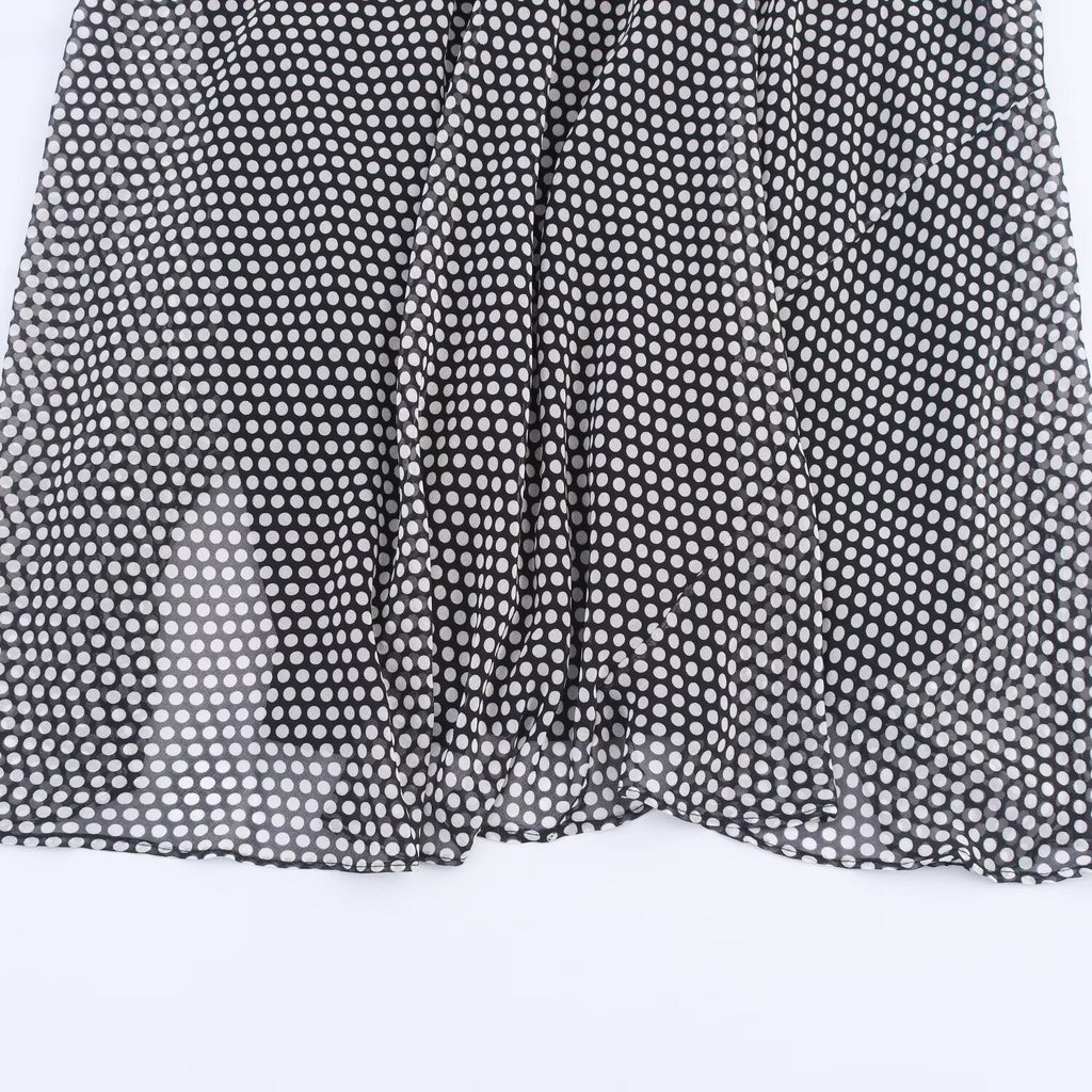 Women's new fashion sleeveless polka dot printed MIDI dress