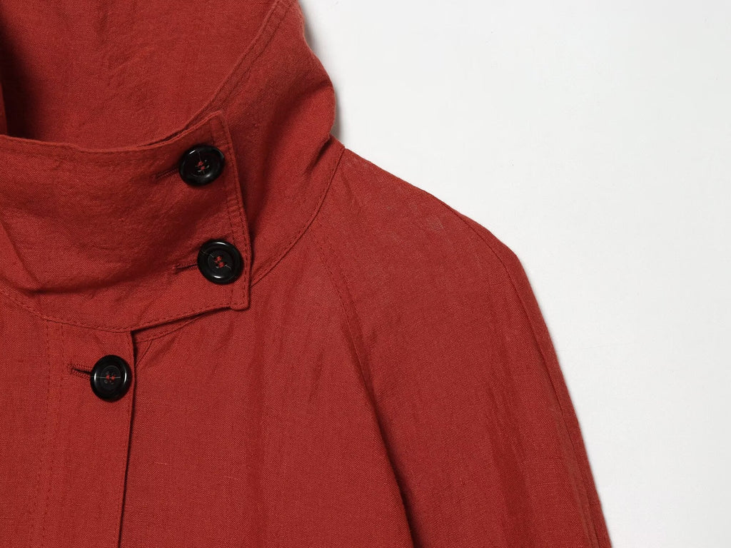 Women's linen blend long sleeved pilot jacket Coat