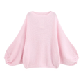 Women's pleated cuffs soft texture knitted sweater