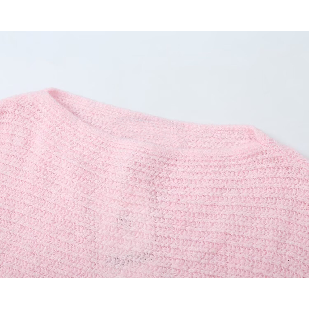 Women's pleated cuffs soft texture knitted sweater