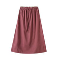 Women's Fashion Elastic Waist Drawstring Casual Color blocked Midi Skirt
