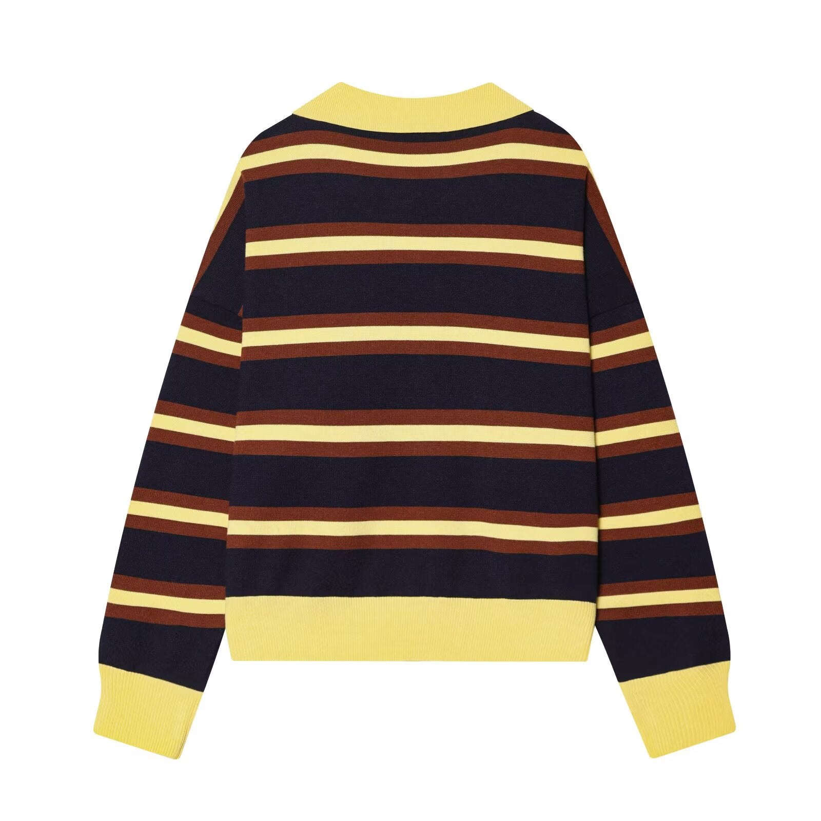 Women's new Lapel striped knitted sweater