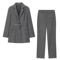 suit Women's 2 pieces with Belt casual lapel Blazer Coat +Pants