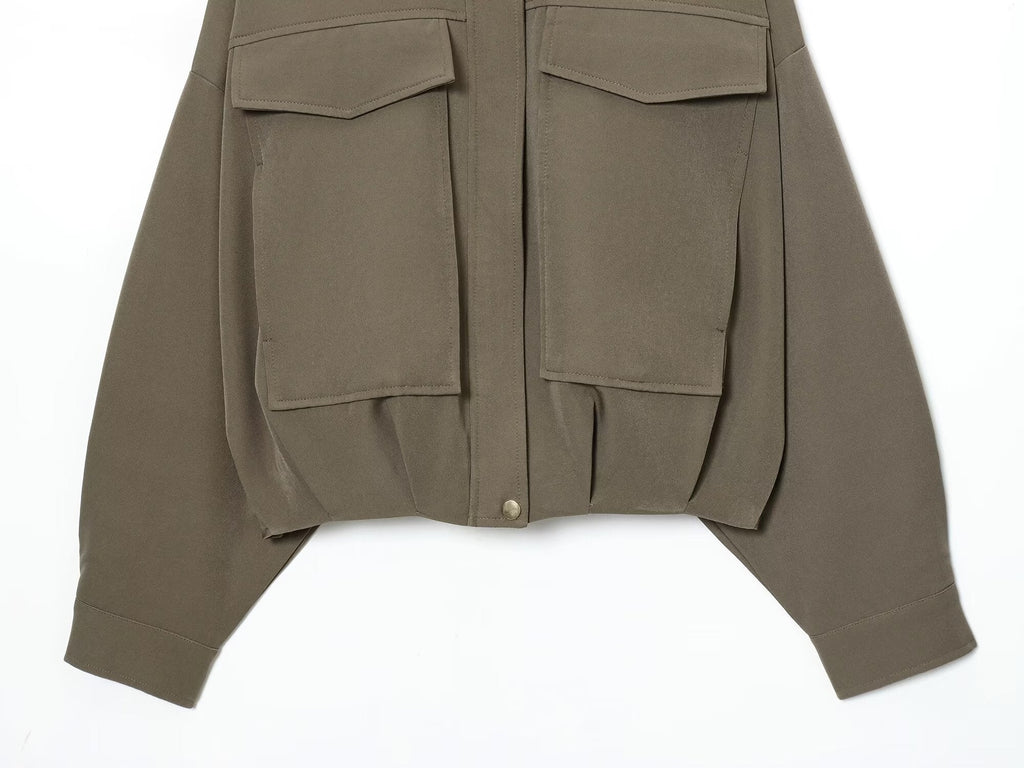 Women's new pleated hem loose pilot jacket Coat
