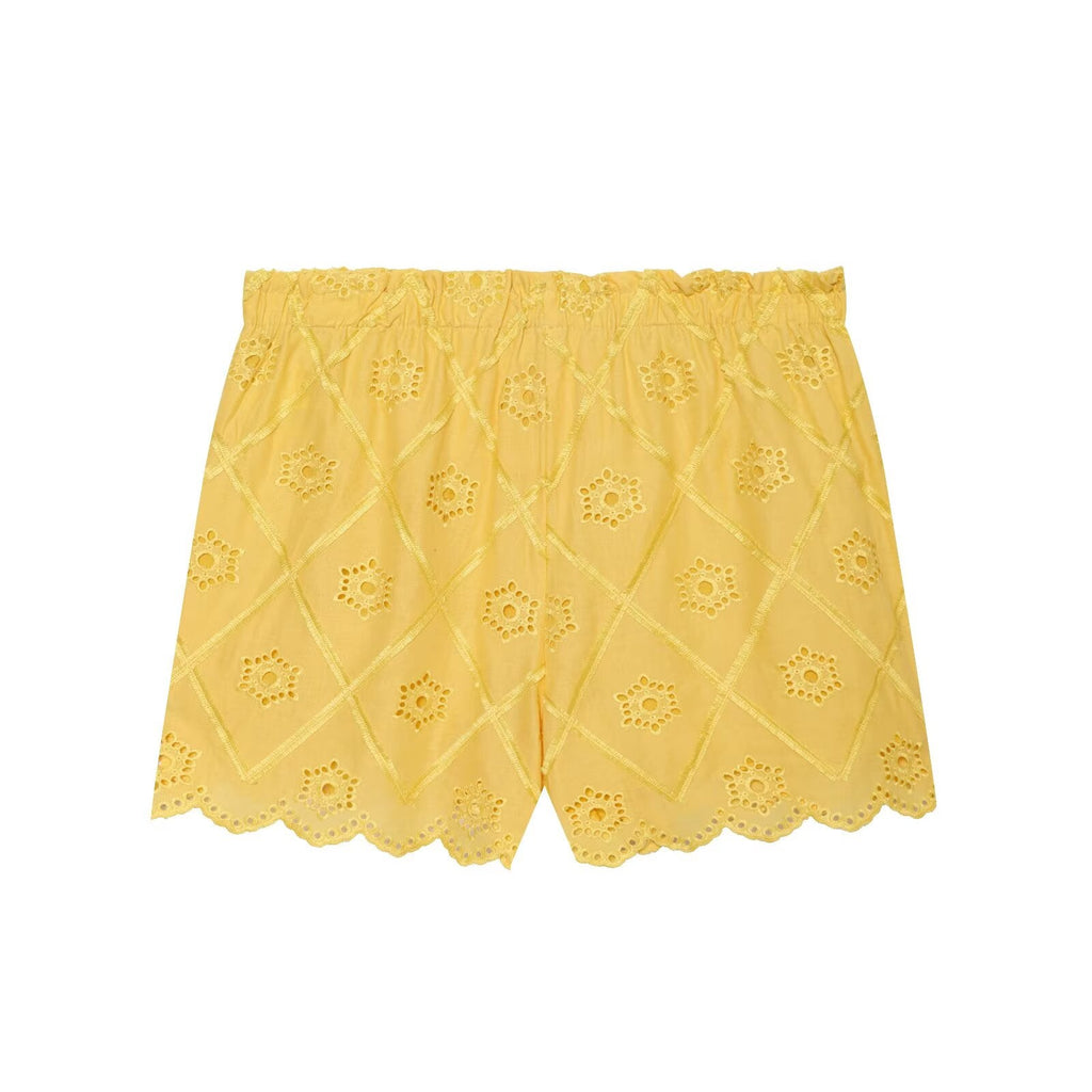 suit Women's 2 pieces hollowed out embroidered lace up top+Shorts