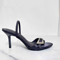 Women's New Fashion Joker Silk Satin Face Temperament Thin Heel Open Toe Muller Shoes Sandals.