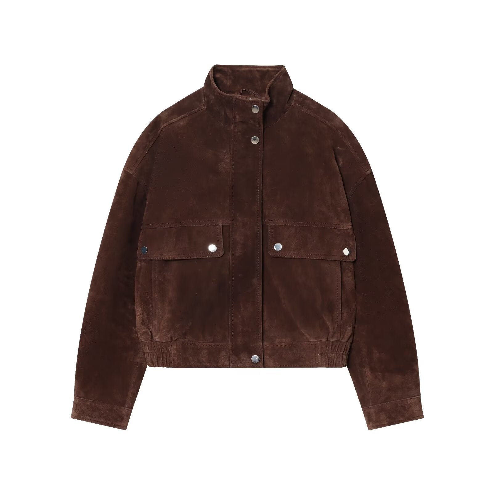 Women's new fashion anti suede effect standing collar flying jacket Coat
