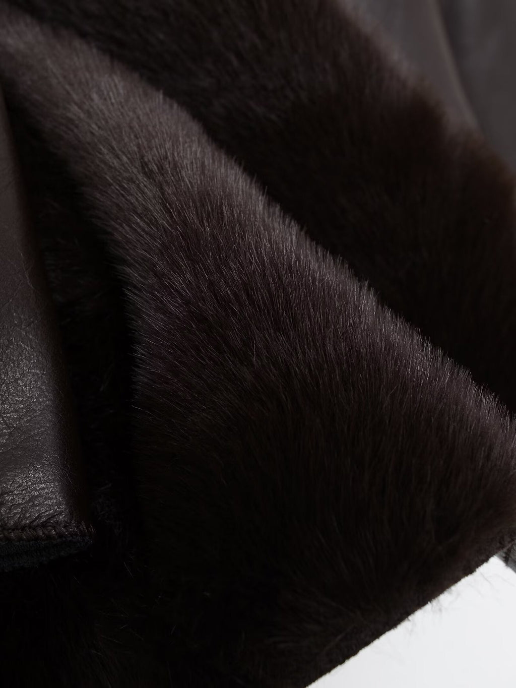 Women's faux fur effect double-sided Faux Leather jacket Coat