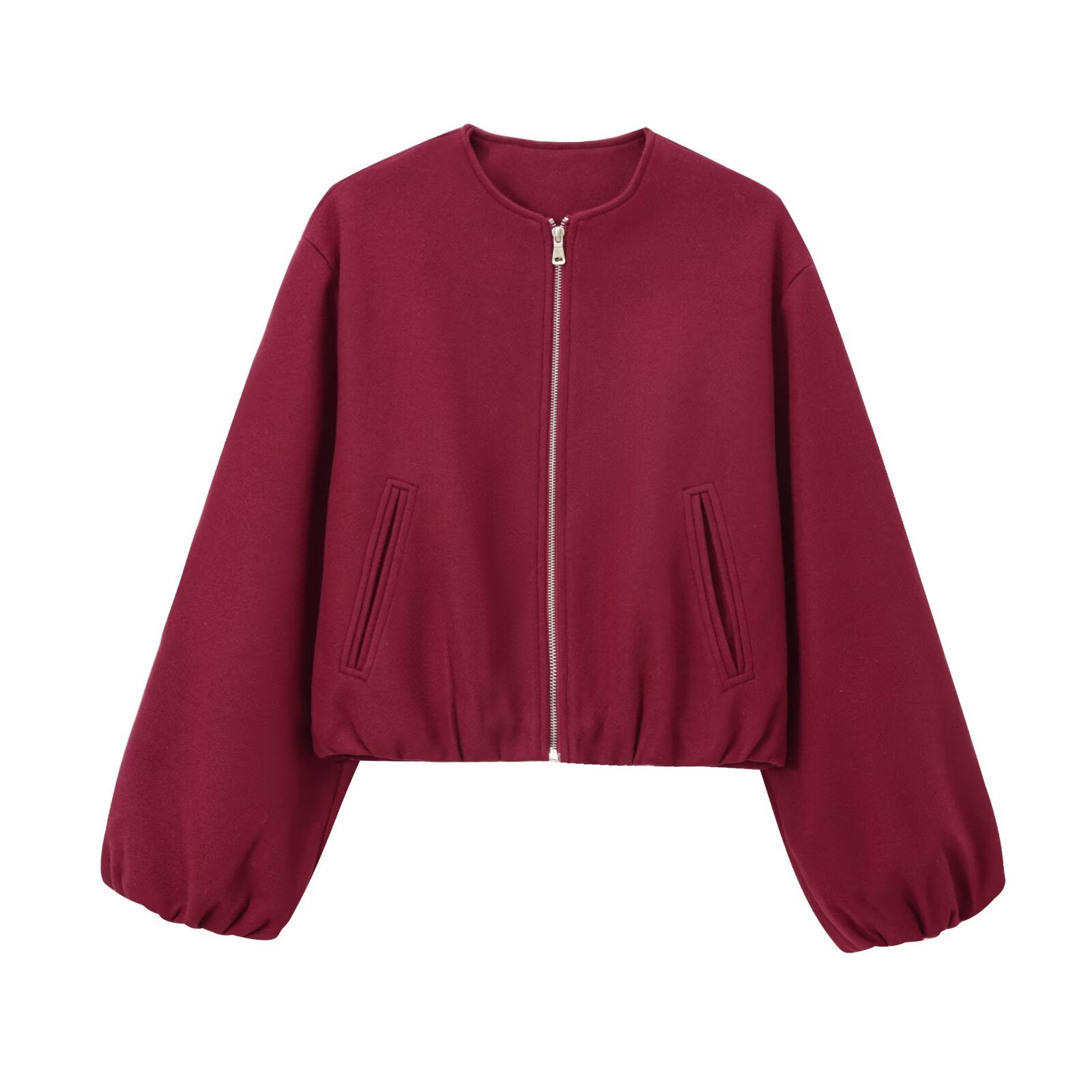 Women's soft textured O Neck pilot jacket Coat