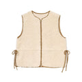 Women's adjustable waist design sleeveless lambswool vest